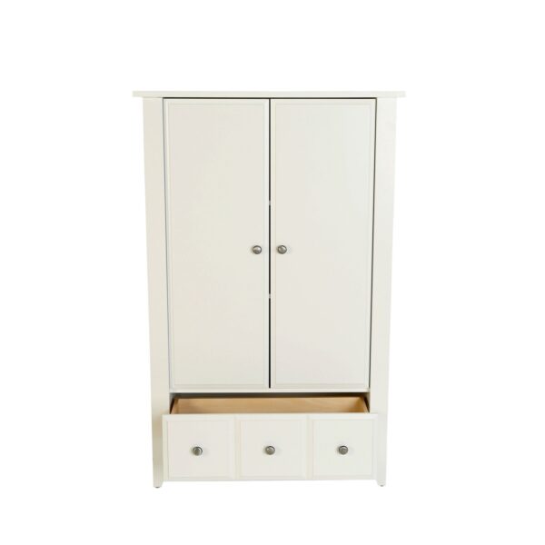 Classic Bedroom Armoire Wardrobe Cabinet in Soft White Wood Finish - Image 4