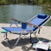 Royal Blue Beach Chair Recliner with Backpack Carrying Straps - Image 2