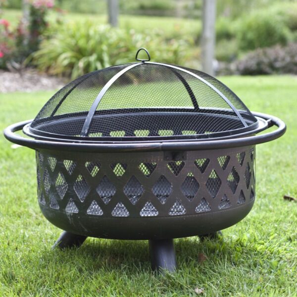 36-inch Bronze Fire Pit with Grill Grate Spark Screen Cover - Image 2