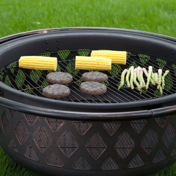 36-inch Bronze Fire Pit with Grill Grate Spark Screen Cover - Image 5