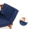 Navy Blue Outdoor Acacia Wood Convertible Sofa Futon with 4 Removable Pillows - Image 4