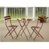 Red 3-Piece Folding Outdoor Patio Furniture Bistro-Style Table and Chairs Set - Image 2