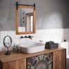 30 x 22 Inch Rustic FarmHouse Wall Mounted Bathroom Mirror - Image 2
