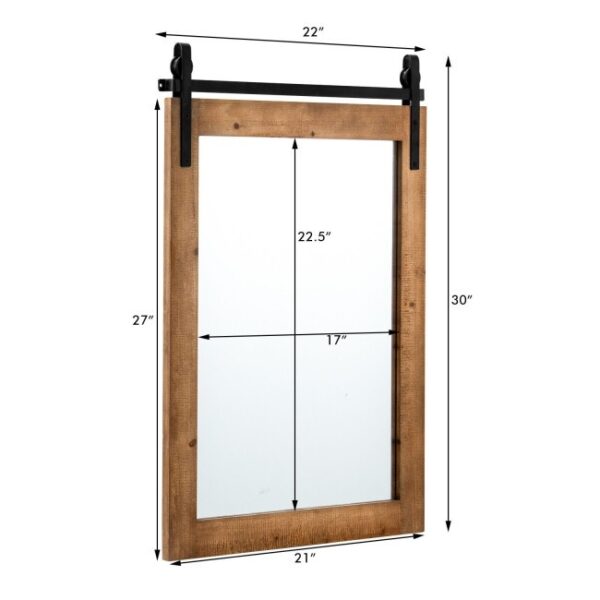 30 x 22 Inch Rustic FarmHouse Wall Mounted Bathroom Mirror - Image 4