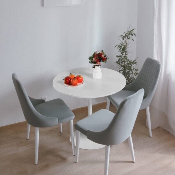 White Mid-Century Modern 31-inch Round Dining Table with Pedestal Base - Image 2