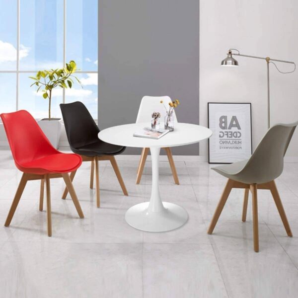White Mid-Century Modern 31-inch Round Dining Table with Pedestal Base - Image 4