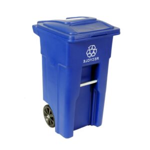 32 Gallon Blue Commercial Heavy-Duty Rollout Recycler Trash Can Container