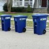 32 Gallon Blue Commercial Heavy-Duty Rollout Recycler Trash Can Container - Image 2
