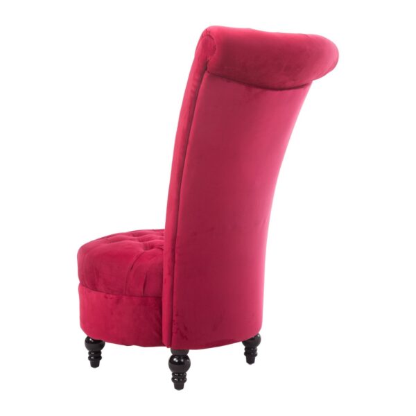 Red Tufted High Back Plush Velvet Upholstered Accent Low Profile Chair - Image 5