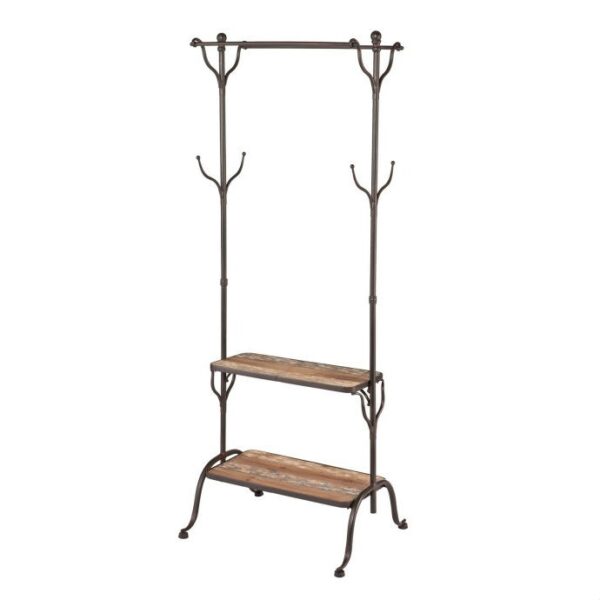 Rustic Entryway Hanger Bench Storage Hall Tree