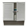Wall Mounted Bathroom Cabinet with Shelves and Towel Bar in White - Image 2