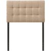 Twin size Modern Beige Tan Taupe Fabric Tufted Upholstered Headboard - Image 2
