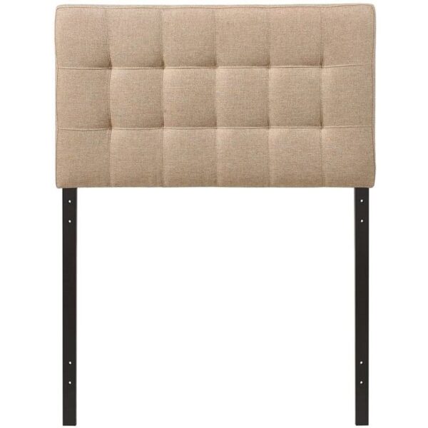 Twin size Modern Beige Tan Taupe Fabric Tufted Upholstered Headboard - Image 2