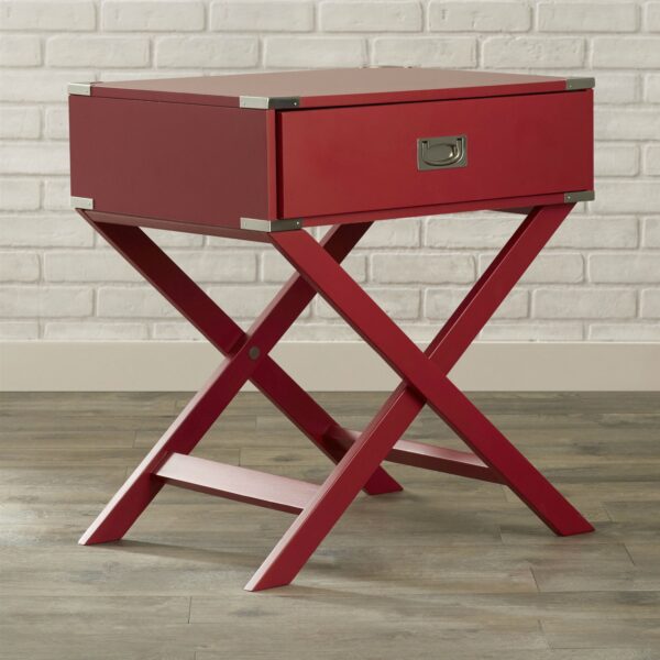 Modern 1-Drawer French Dovetail End Table Nightstand in Red Wood - Image 2