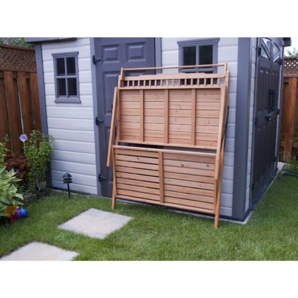 Outdoor Folding Wooden Potting Bench Garden Trellis with Storage Space - Image 5