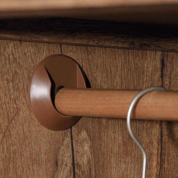 Rustic Oak Drawer and Garment Rod Wardrobe Armoire - Image 4