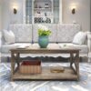 Contemporary 2-Tier Farmhouse Coffee Table in Rustic Wood Finish - Image 3
