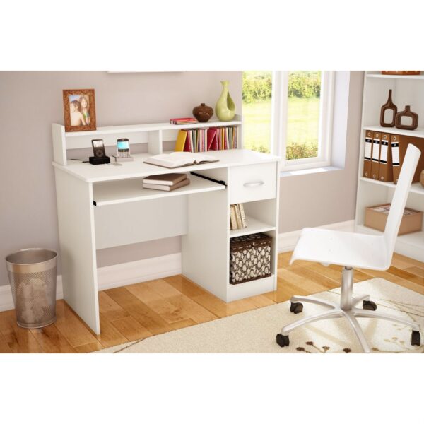 Contemporary Home Office Computer Desk in White Wood Finish - Image 2