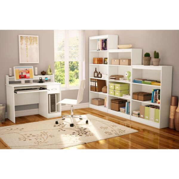 Contemporary Home Office Computer Desk in White Wood Finish - Image 3