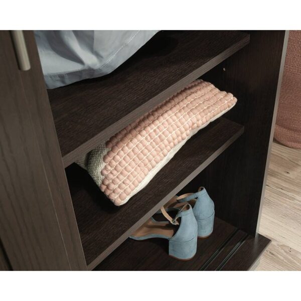 FarmHouse Espresso Oak Sliding Doors Garment Rod Wardrobe Armoire - Image 4