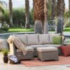 Natural Outdoor Wicker Resin Patio Furniture Conversation Set - Image 2