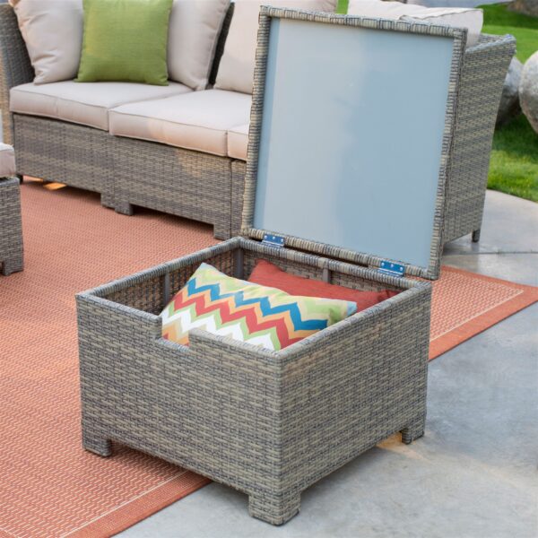 Natural Outdoor Wicker Resin Patio Furniture Conversation Set - Image 3