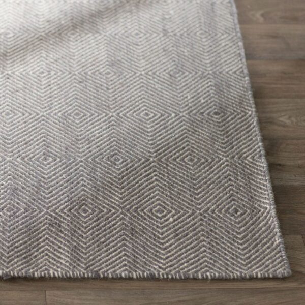 Gray 3' x 5' Flat Woven Hand Made Wool/Cotton Gray Area Rug - Image 4