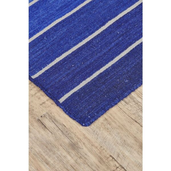 2' x 3' Striped Hand-Tufted Wool/Cotton Blue Area Rug - Image 2