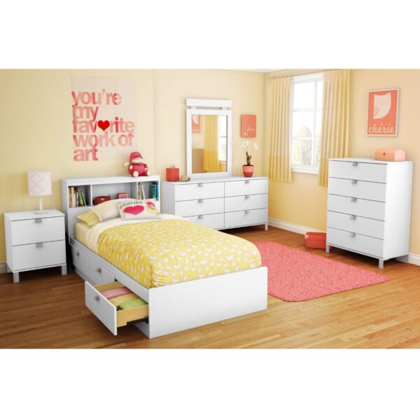 Twin size Modern Bookcase Headboard in White Wood Finish - Image 3