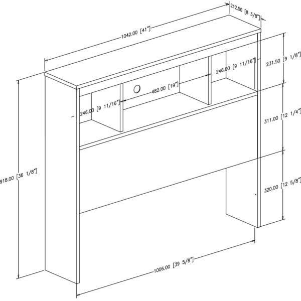 Twin size Modern Bookcase Headboard in White Wood Finish - Image 4