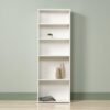 Contemporary 5-Shelf Bookcase Bookshelf in Soft White Wood Finish - Made in USA - Image 2