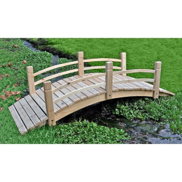 4-Ft Garden Bridge with Rails in Cedar Wood - Image 2