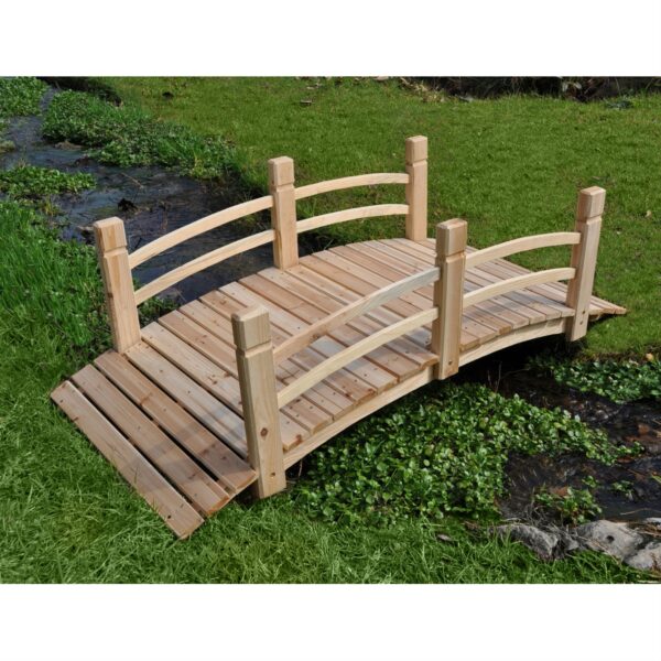 4-Ft Garden Bridge with Rails in Cedar Wood - Image 3