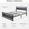 Full Black Metal Platform Bed Frame with Wood Panel Headboard and Footboard - Image 5
