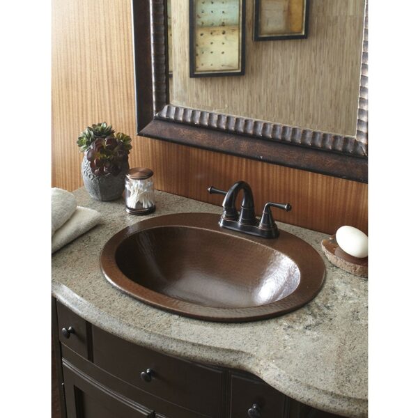 Copper Oval Bathroom Sink 20 x 16 inch - Image 3