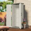 Outdoor Heavy Duty 22 Cubic Ft Vertical Garden Storage Shed in Taupe Grey - Image 2