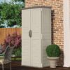 Outdoor Heavy Duty 22 Cubic Ft Vertical Garden Storage Shed in Taupe Grey - Image 3