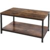 Heavy Duty Industrial 2-Tier Coffee Table in Rustic Brown Wood Finish - Image 2