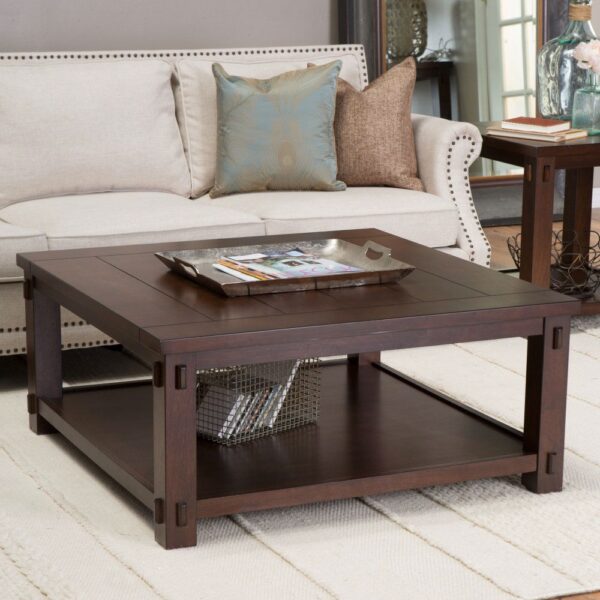 Square Wood Coffee Table in Espresso Finish - Image 3