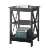 Black Wood X-Design End Table Nightstand with 3 Open Shelves - Image 2
