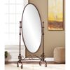 Antique Bronze Finish Metal Cheval Floor Mirror - Image 2