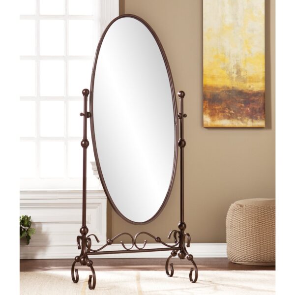 Antique Bronze Finish Metal Cheval Floor Mirror - Image 2