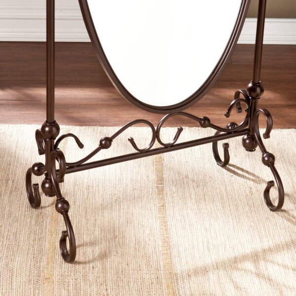 Antique Bronze Finish Metal Cheval Floor Mirror - Image 3