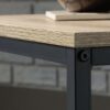 Modern Black Metal Frame End Table with Oak Finish Wood Top and Bottom Shelf - Image 4