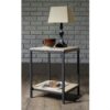 Modern Black Metal Frame End Table with Oak Finish Wood Top and Bottom Shelf - Image 5
