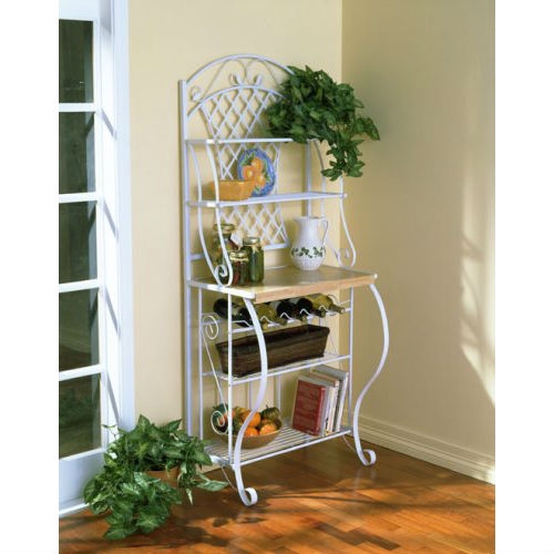 White Metal Bakers Rack with 5 Shelves for Kitchen or Pantry - Image 2