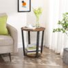 Farmhouse Rustic Round Side Table Nightstand End Table - Image 3