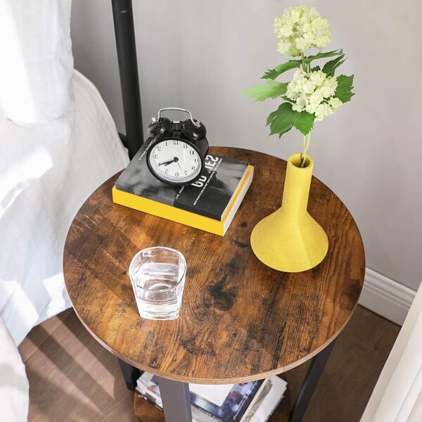 Farmhouse Rustic Round Side Table Nightstand End Table - Image 4