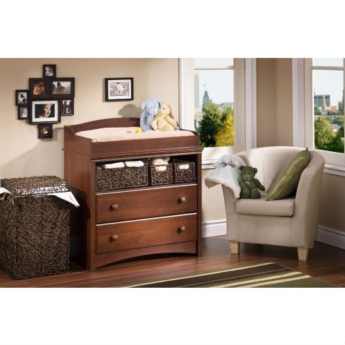 2-Drawer Changing Table with Open Shelf in Royal Cherry Finish - Image 2