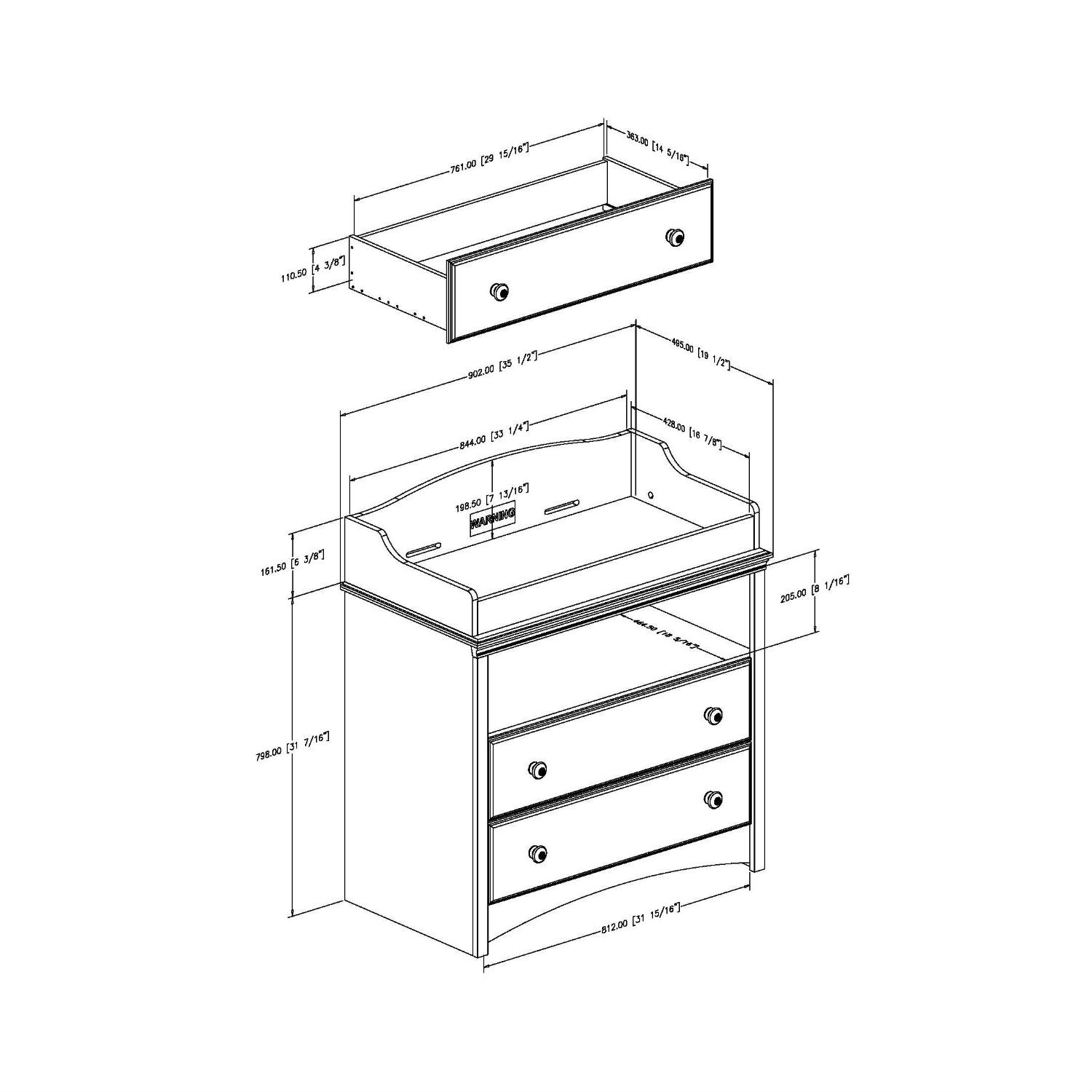 2-Drawer Changing Table with Open Shelf in Royal Cherry Finish - Image 4
